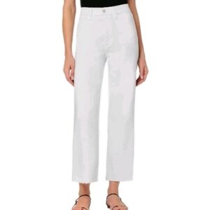 JOE'S The Blake Highrise Wide Leg Cropped Raw Hem Jeans In White Size 26